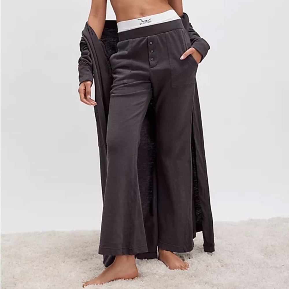 Free People Gray Wide-Leg Pants